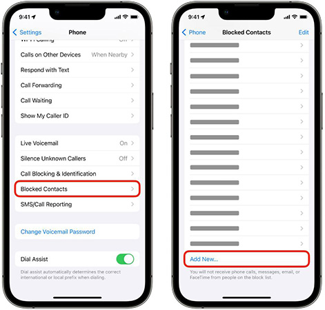 blocked contacts iphone