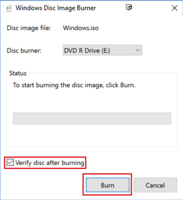 burn iso to dvd windows 10