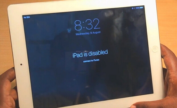 ipad is disabled and won't connect to itunes