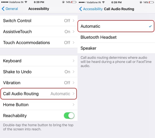 call audio routing automatic