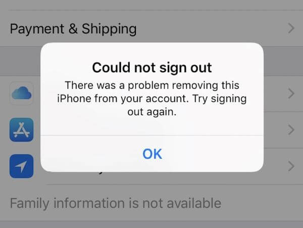 can't sign out of apple id