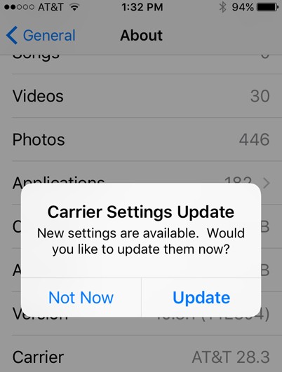 update carrier settings