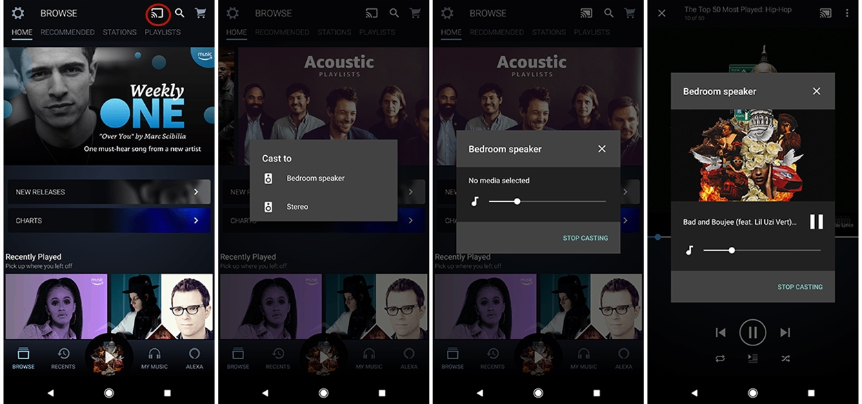 connect amazon music to google home on android