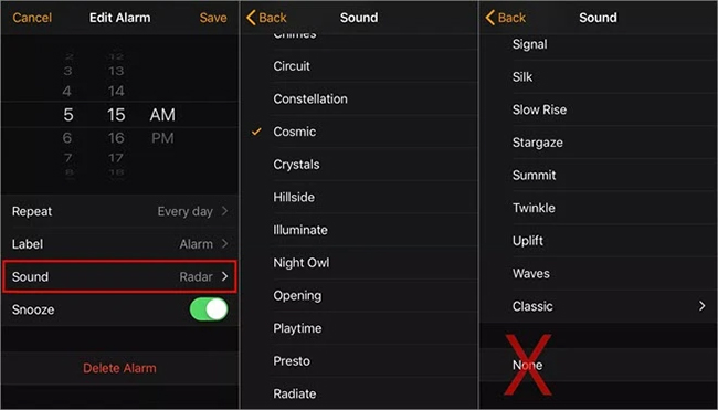 fix alarm not going off iphone by changing a larger one