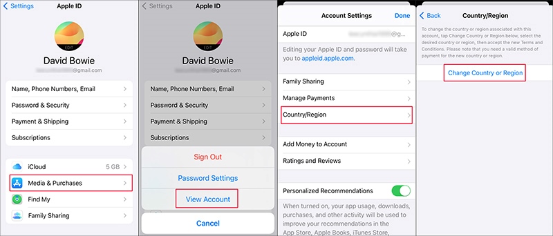 change apple id country or region