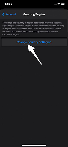 change country or region