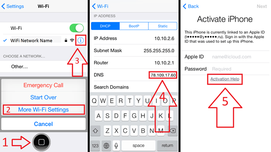 change dns to bypass Activation Lock on iphone 5s