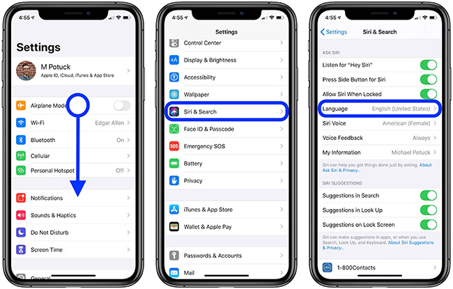 change siri language