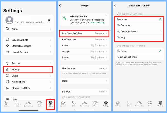 change last seen settings