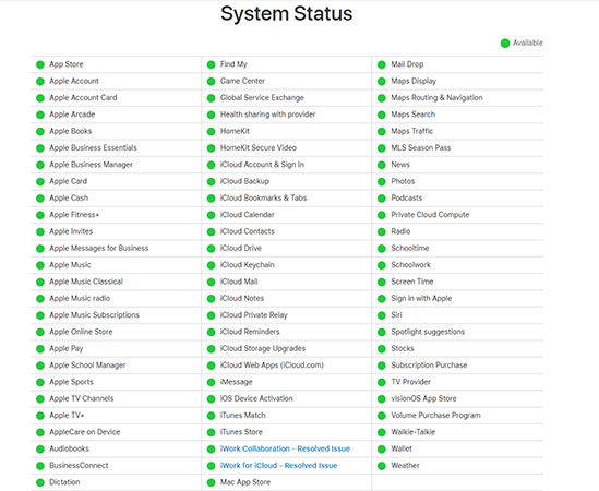 check apple system status