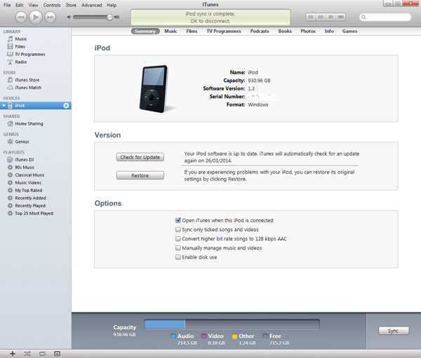 update ipod via itunes