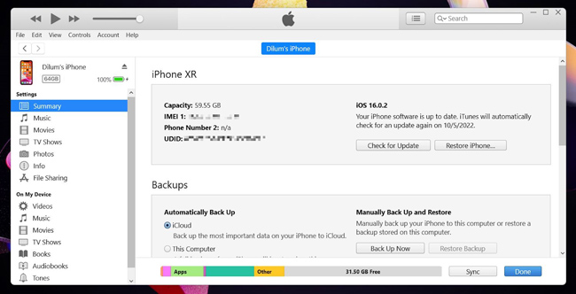 how to check imei on itunes
