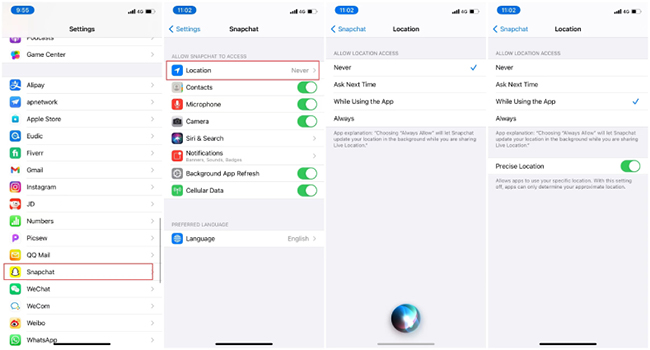 enable snapchat location services