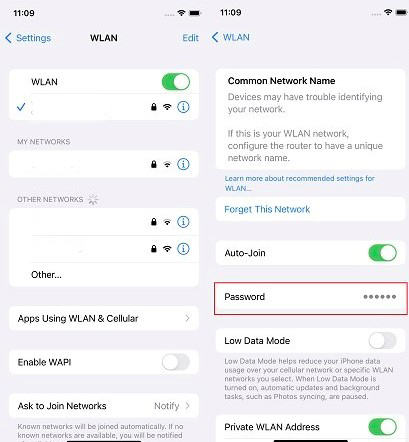 how to see wifi password on iphone directly