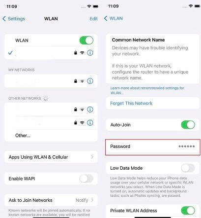 iphone wifi password