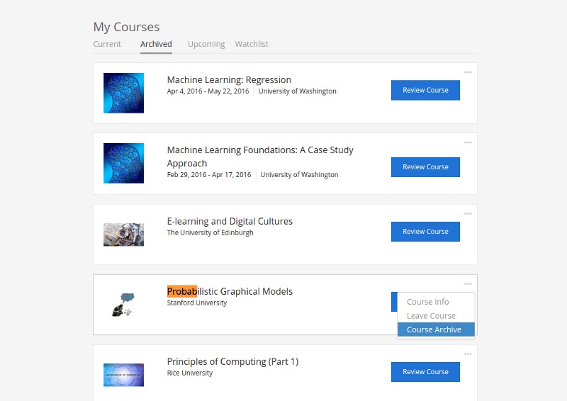 choose coursera videos acoording to course outline