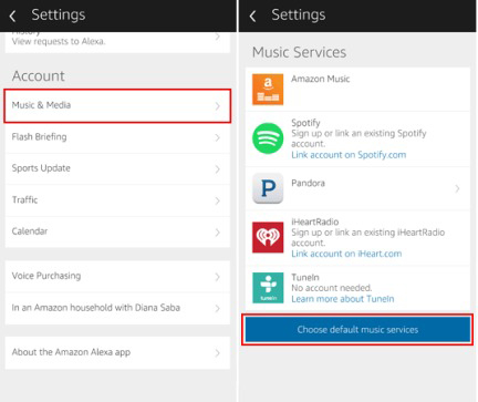choose default music service