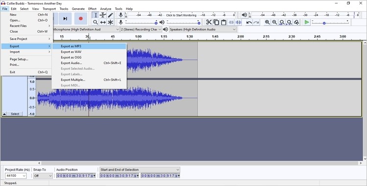 how to trim audio audacity