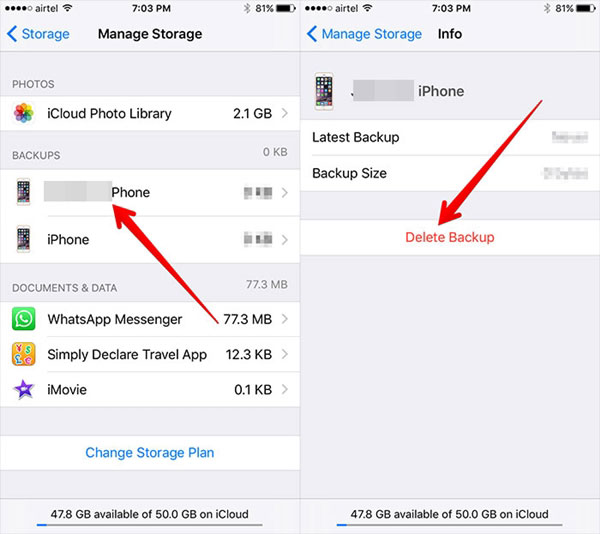 clean icloud backup