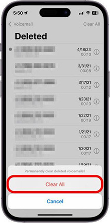 clear voicemail storage
