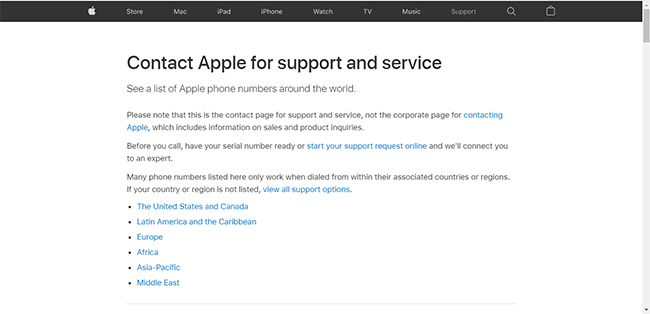 contact apple for support