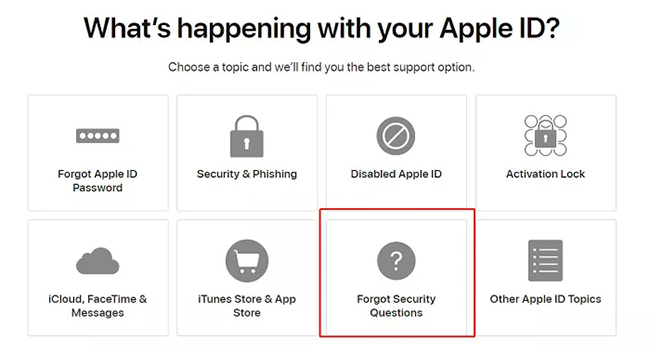 contact apple support to fix apple id cannot reset security questions