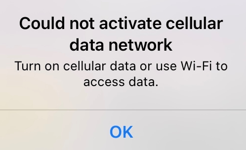 could not activate cellular data network