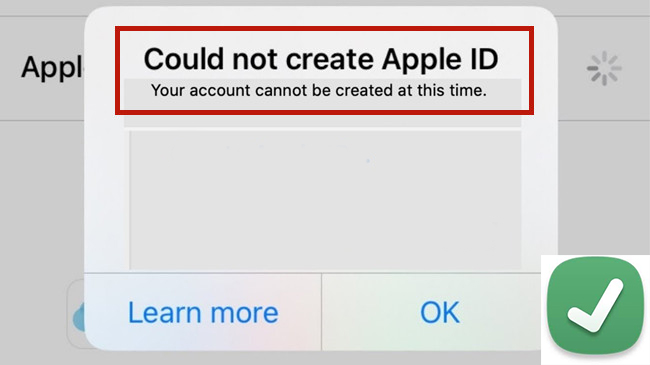 how to fix could not create account apple id