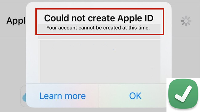 can not create apple id at this time