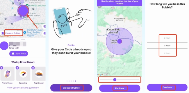 create a bubble to hide exact location temporarily