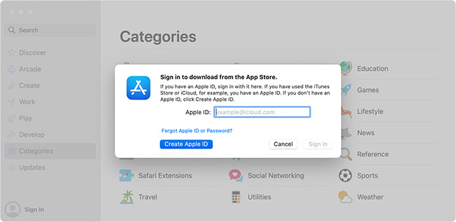 create apple id app store mac