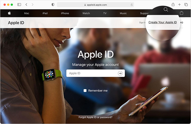 create apple id web