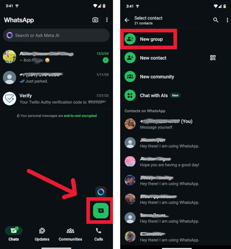 create new group whatsapp android