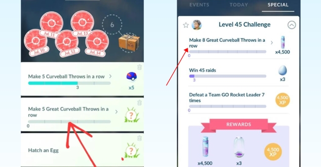 complete curveball tasks in pokemon go