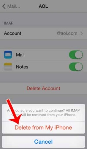 delete and re-add aol email account