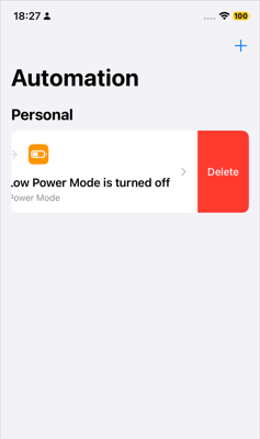 delete automation in shortcuts app