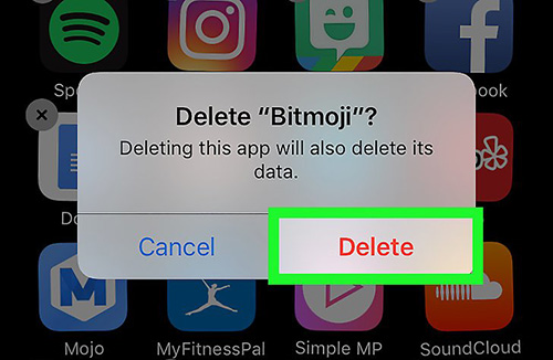 delete bitmoji on iphone