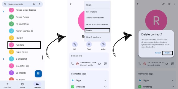 delete contact on android