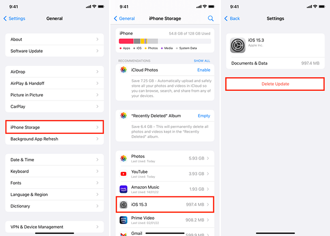 delete exist ios update file