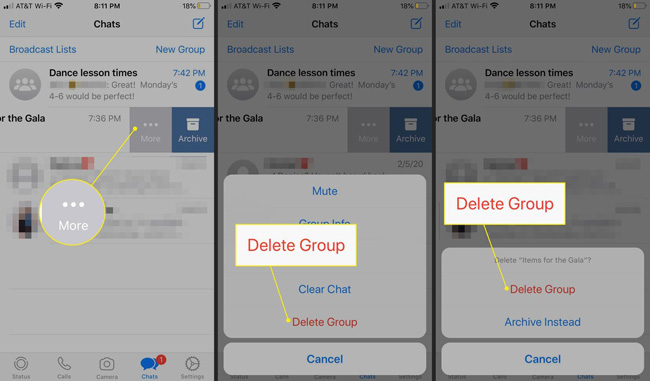 delete group on whatsapp