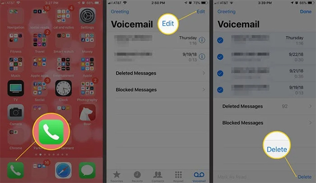delete iphone voicemails