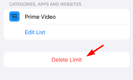 how to remove time limit on iphone