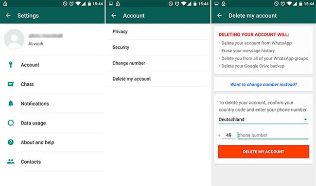 delete whatsapp account