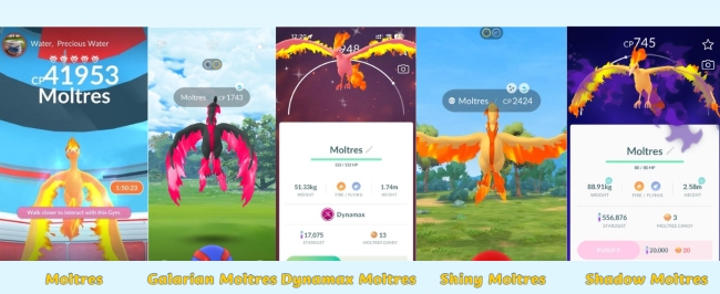 different forms of moltres in pokemon go