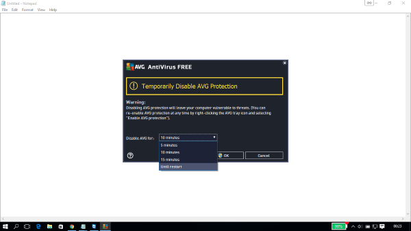 disable antivirus