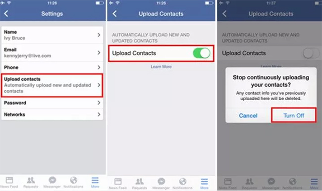 disable facebook sync