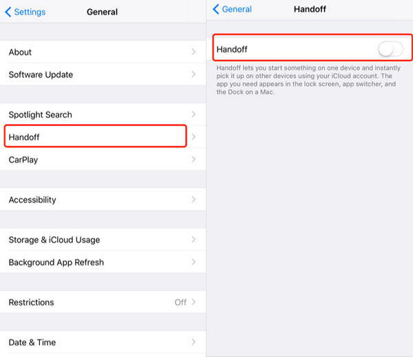 disable handoff to stop iphone from automatically playing music