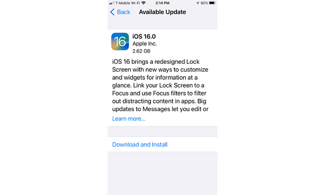 download and update ios 16