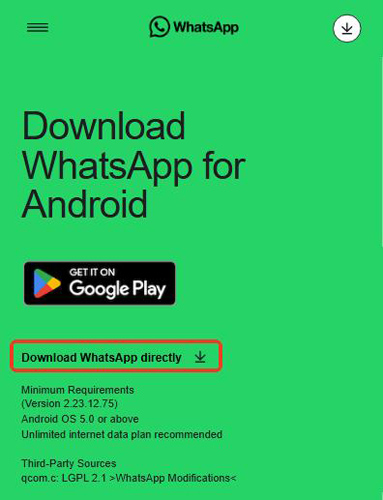 download whatsapp directly