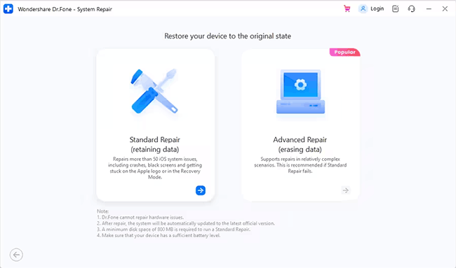 dr.fone ios system repair